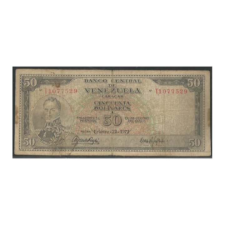 Venezuela 50 Bolivares 22 Feb 1972 T7 P47g