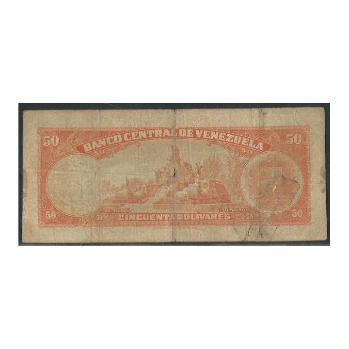 Venezuela 50 Bolivares 22 Feb 1972 T7 P47g reverso