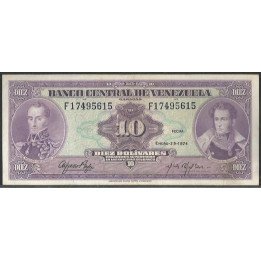 Venezuela 10 Bolivares 29 Ene 1974 F 8 Dig P51d