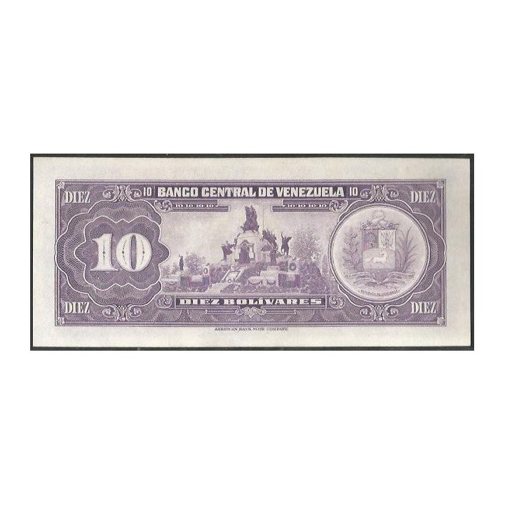 Venezuela 10 Bolivares 29 Ene 1974 G 8 Dig P51d reverso
