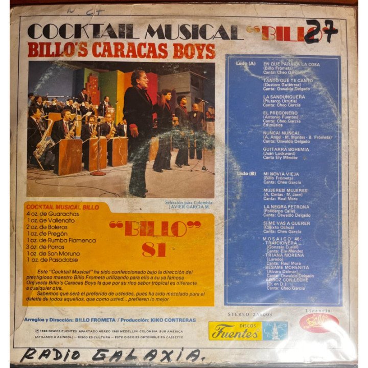 Billo's Carcas Boys - Cocktail Musical Billo '81 reverso