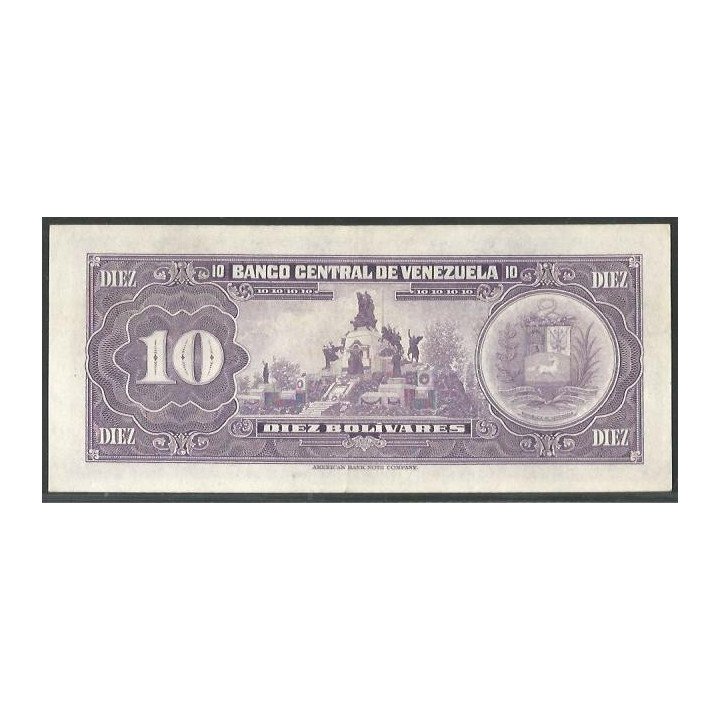 Venezuela 10 Bolivares 29 Ene 1974 H 8 Dig P51d reverso
