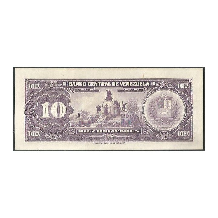 Venezuela 10 Bolivares 27 Ene 1976 J 8 Dig P51e reverso