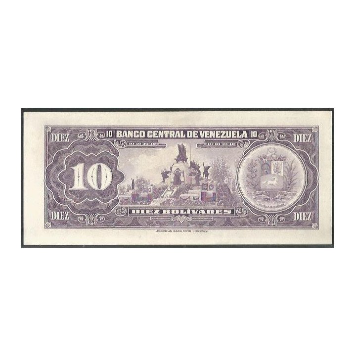 Venezuela 10 Bolivares 27 Ene 1976 N 8 Dig P51e reverso