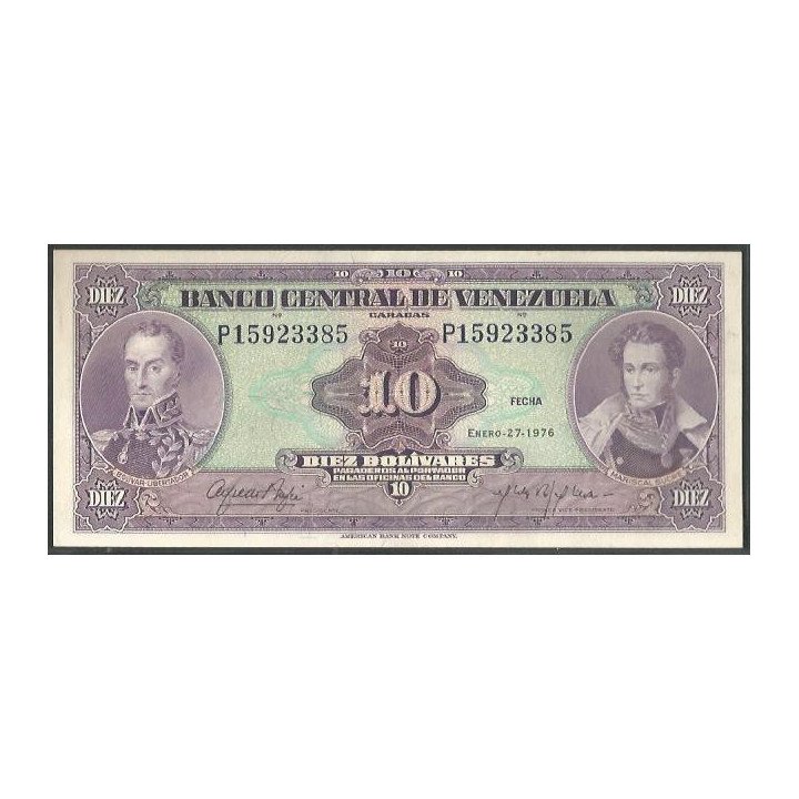 Venezuela 10 Bolivares 27 Ene 1976 P 8 Dig P51e