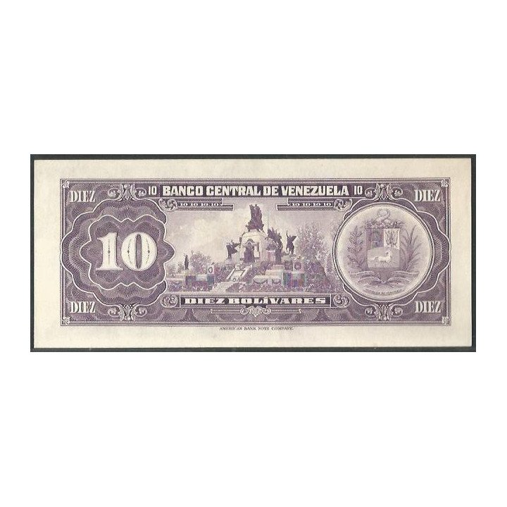 Venezuela 10 Bolivares 27 Ene 1976 P 8 Dig P51e reverso