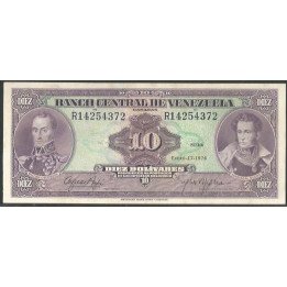 Venezuela 10 Bolivares 27 Ene 1976 R 8 Dig P51e