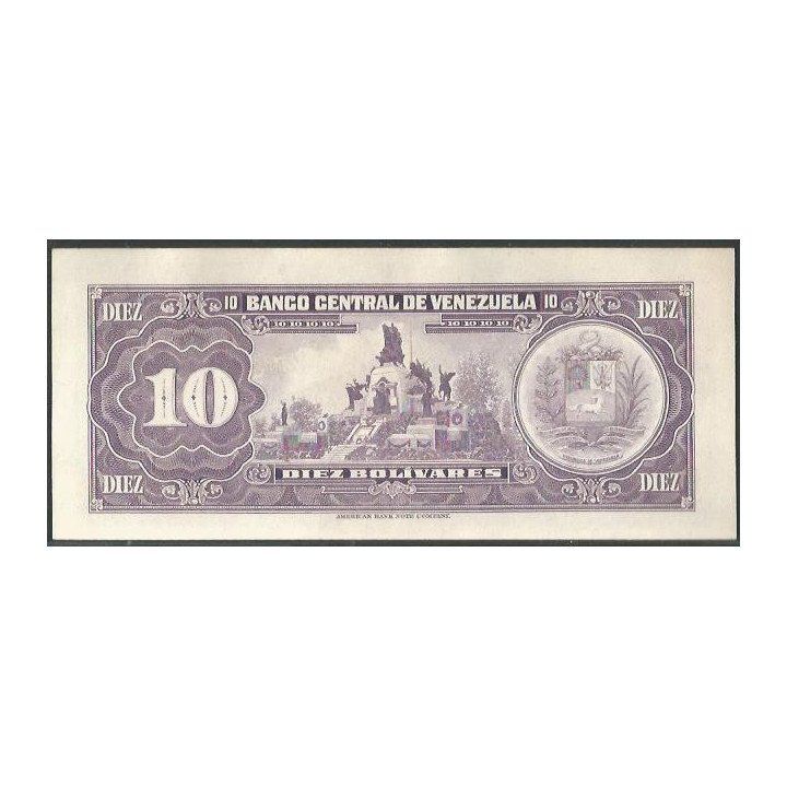 Venezuela 10 Bolivares 27 Ene 1976 U 8 Dig P51e reverso
