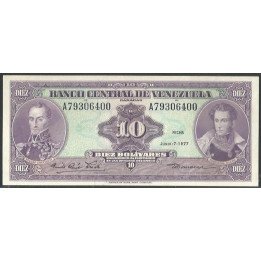 Venezuela 10 Bolivares 7 Jun 1977 A 8 Dig P51f