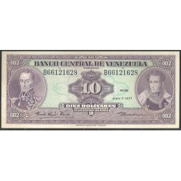 Venezuela 10 Bolivares 7 Jun 1977 B 8 Dig P51f