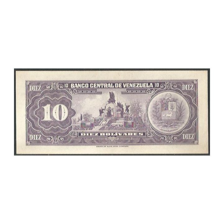 Venezuela 10 Bolivares 7 Jun 1977 B 8 Dig P51f reverso