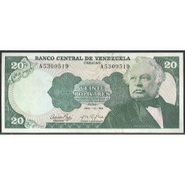Venezuela 20 Bolivares 23 Abr 1974 A 7 Dig P53a