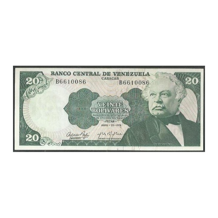 Venezuela 20 Bolivares 23 Abr 1974 B 7 Dig P53a