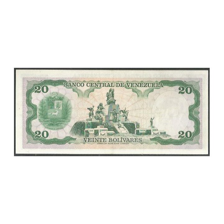 Venezuela 20 Bolivares 23 Abr 1974 F 7 Dig P53a reverso