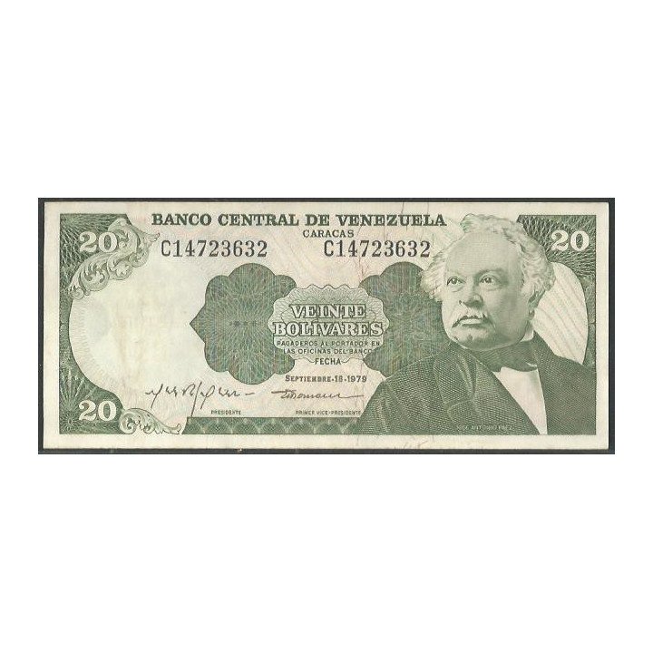 Venezuela 20 Bolivares 18 Sep 1979 C 8 Dig P53c
