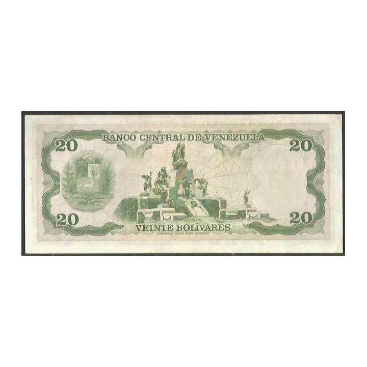 Venezuela 20 Bolivares 18 Sep 1979 C 8 Dig P53c reverso