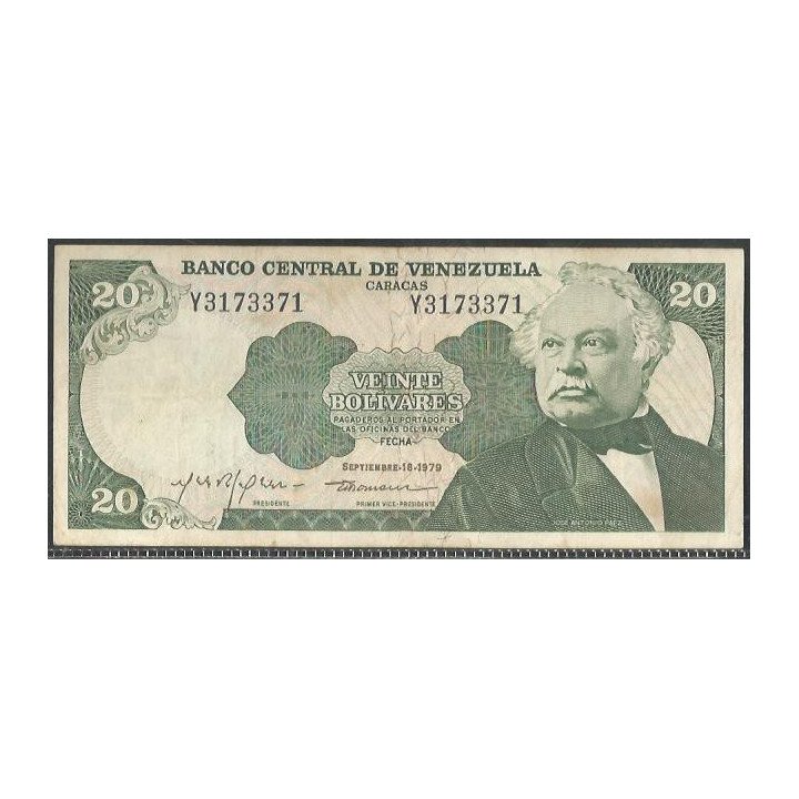 Venezuela 20 Bolivares 18 Sep 1979 Y 7 Dig P53c