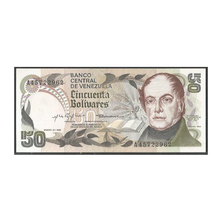 Venezuela 50 Bolivares 27 Ene 1981 A 8 Dig P58a
