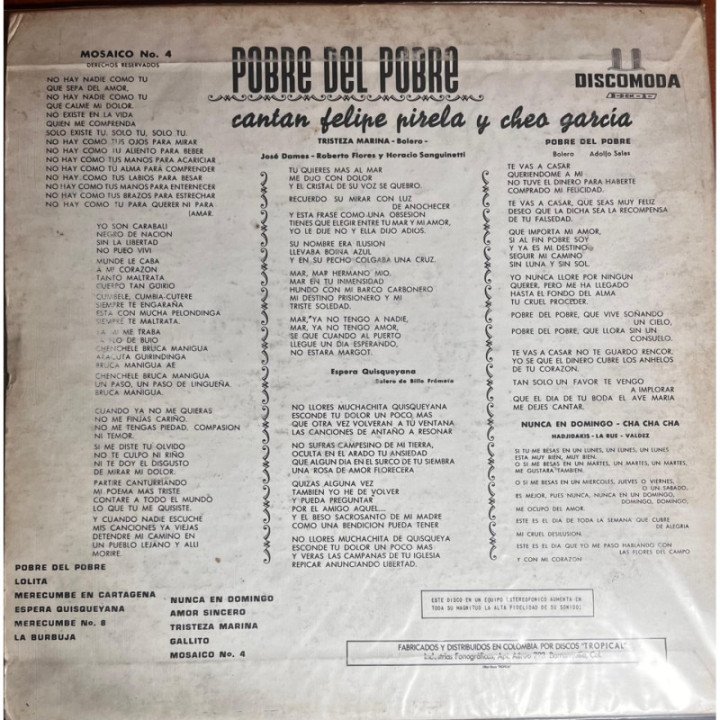 Billo's Caracas Boys - Pobre del Pobre reverso