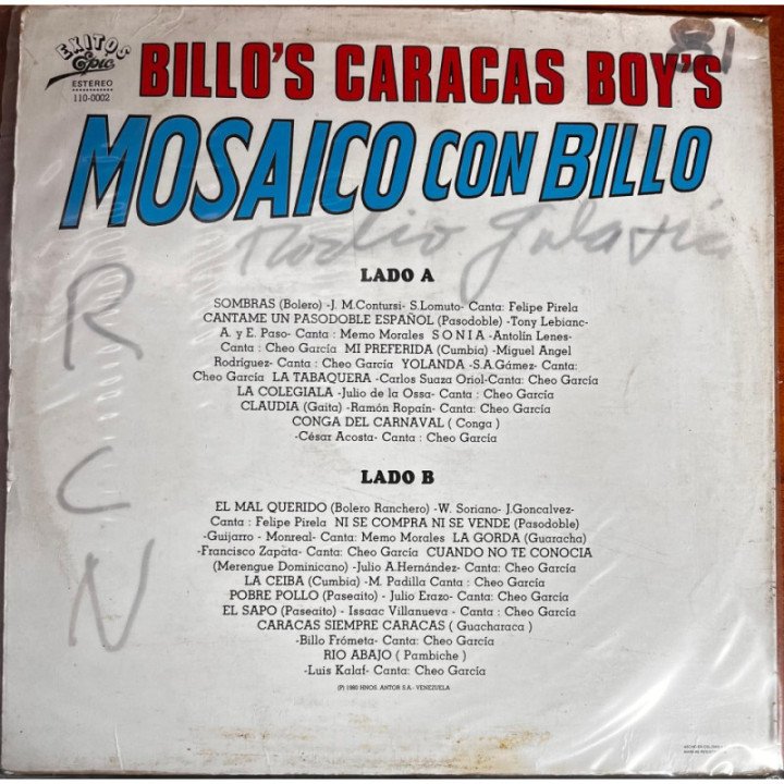 Billo's Caracas Boys - Mosaicos con Billo reverso