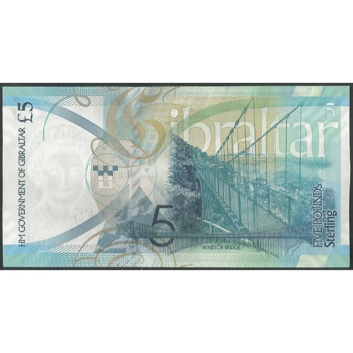 Gibraltar 5 Pounds 21 Ago 2020 P42 reverso
