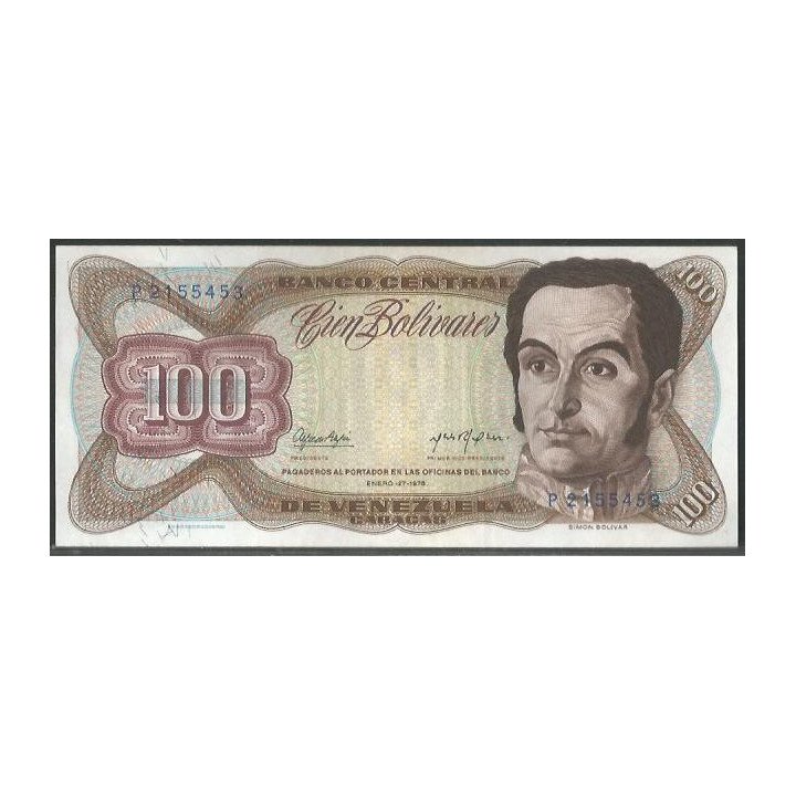 Venezuela 100 Bolivares 27 Ene 1976 P 7 Dig P55c
