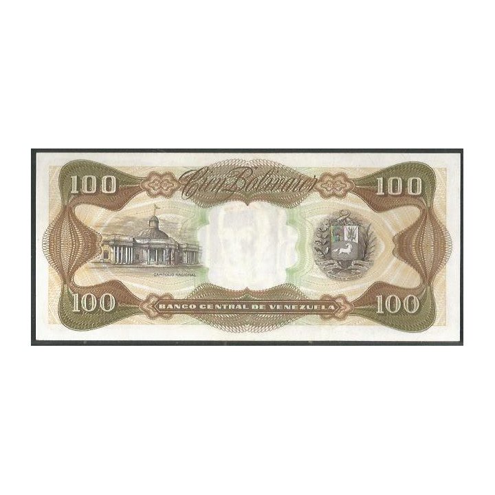 Venezuela 100 Bolivares 18 Sep 1979 O 8 Dig P55f reverso