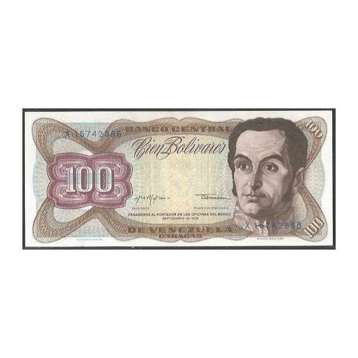 Venezuela 100 Bolivares 18 Sep 1979 X 8 Dig P55f