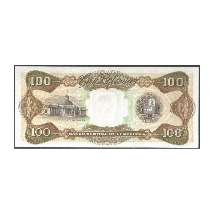 Venezuela 100 Bolivares 18 Sep 1979 X 8 Dig P55f reverso