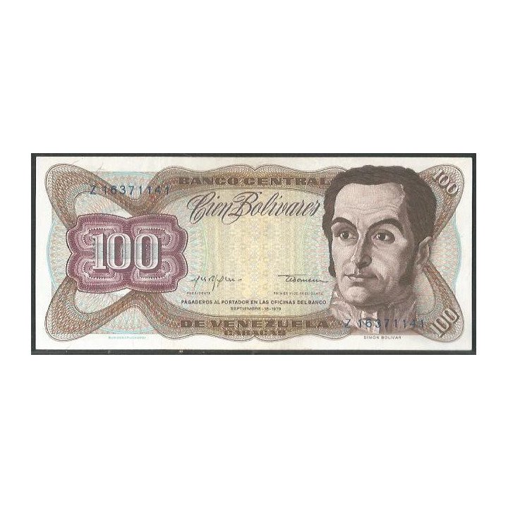 Venezuela 100 Bolivares 18 Sep 1979 Z 8 Dig P55f