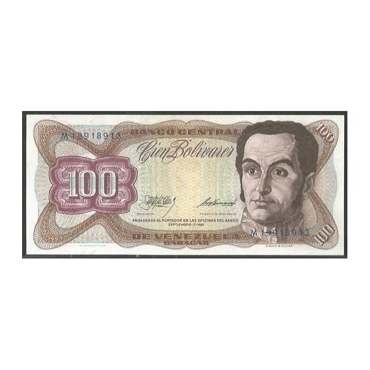 Venezuela 100 Bolivares 1 Sep 1981 M 8 Dig P55g