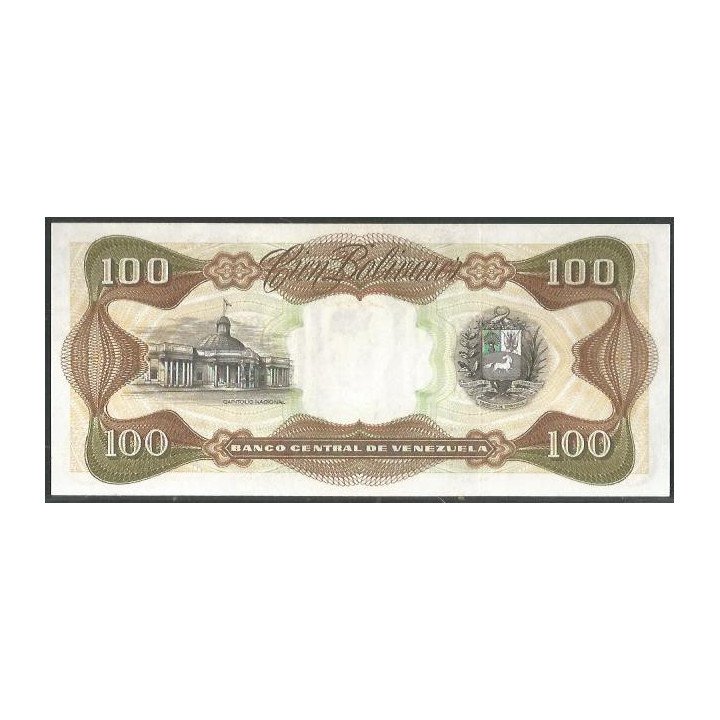 Venezuela 100 Bolivares 1 Sep 1981 M 8 Dig P55g reverso