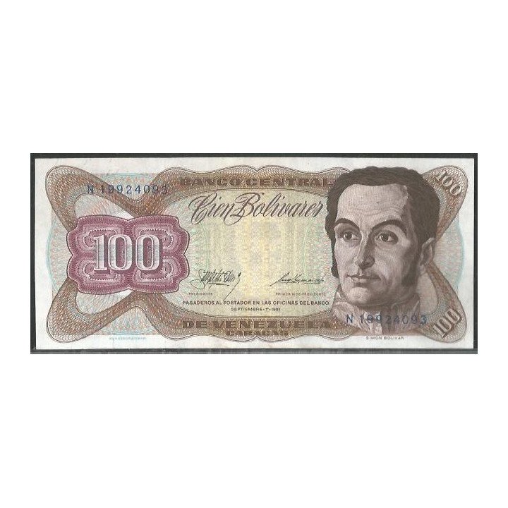 Venezuela 100 Bolivares 1 Sep 1981 N 8 Dig P55g