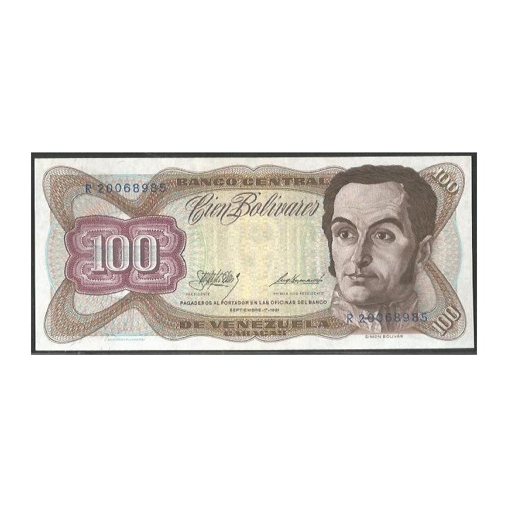 Venezuela 100 Bolivares 1 Sep 1981 R 8 Dig P55g