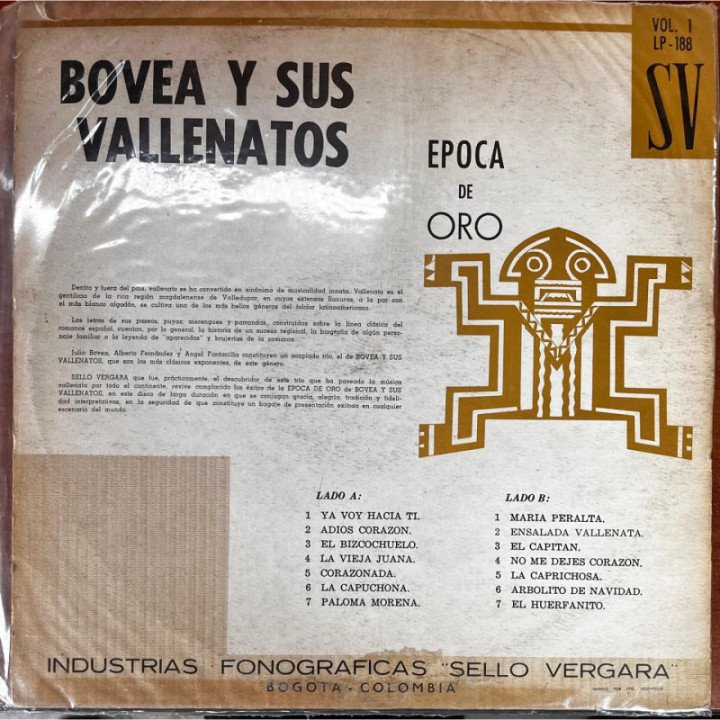 Bovea y Sus Vallenatos - Epoca De Oro reverso