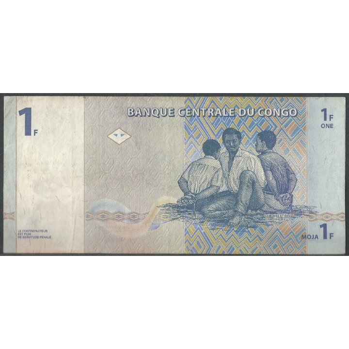Rep. Democratica del Congo 1 Franc 1 Nov 1997 P85a reverso