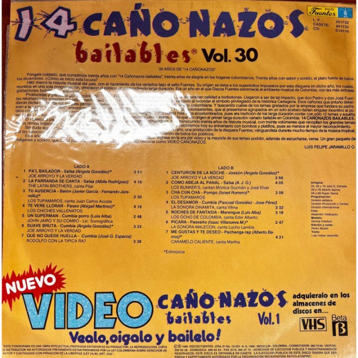 14 Cañonazos Bailables - Volumen 30 reverso
