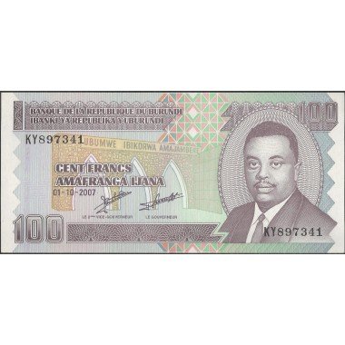 Burundi, 100 Francs 1 OCT 2007 P37f