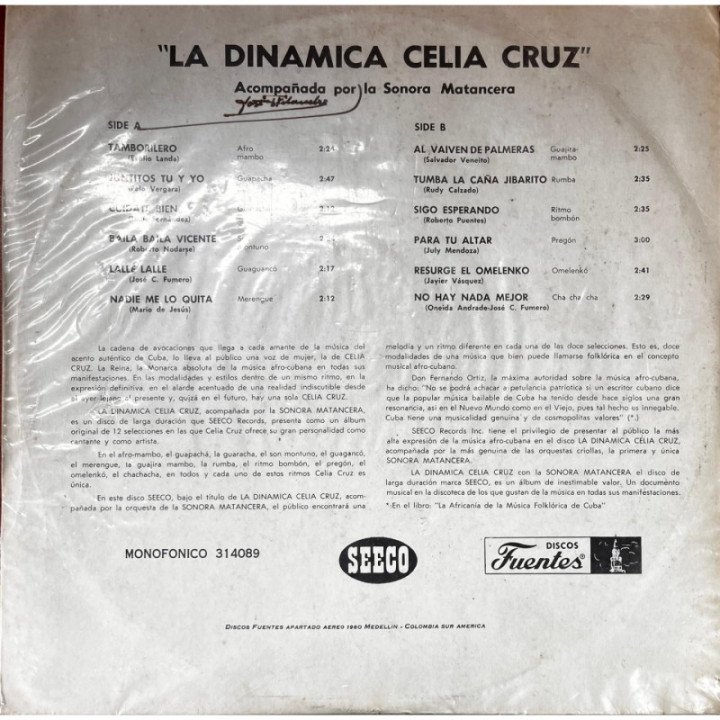 Celia Cruz - La Dinamica! reverso