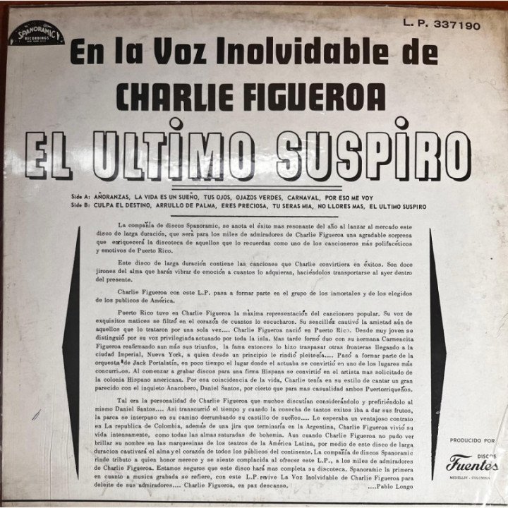 El Ultimo Suspiro - En La Voz De Charlie Figueroa reverso