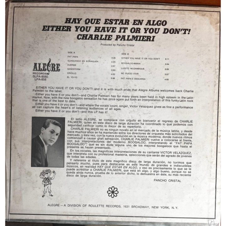 Charlie Palmieri - Hay que estaren algo either you have it or you don't! reverso