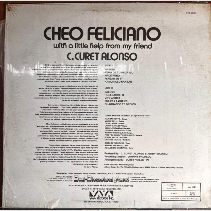 Cheo Feliciano - With A Little Help From My Friends reverso