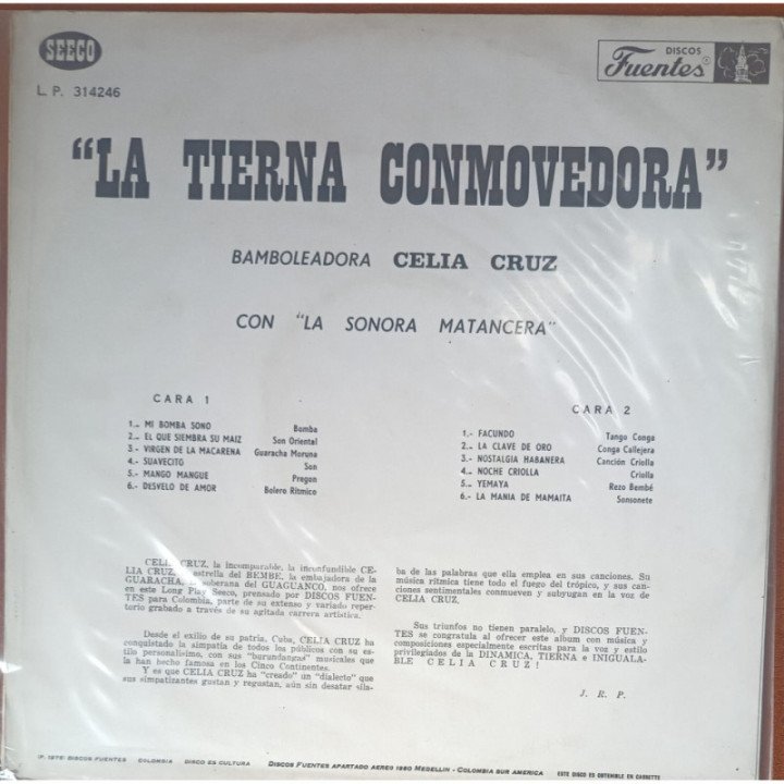 Celia Cruz con La Sonora Matancera - La Tierna Conmovedora Bamboleadora reverso