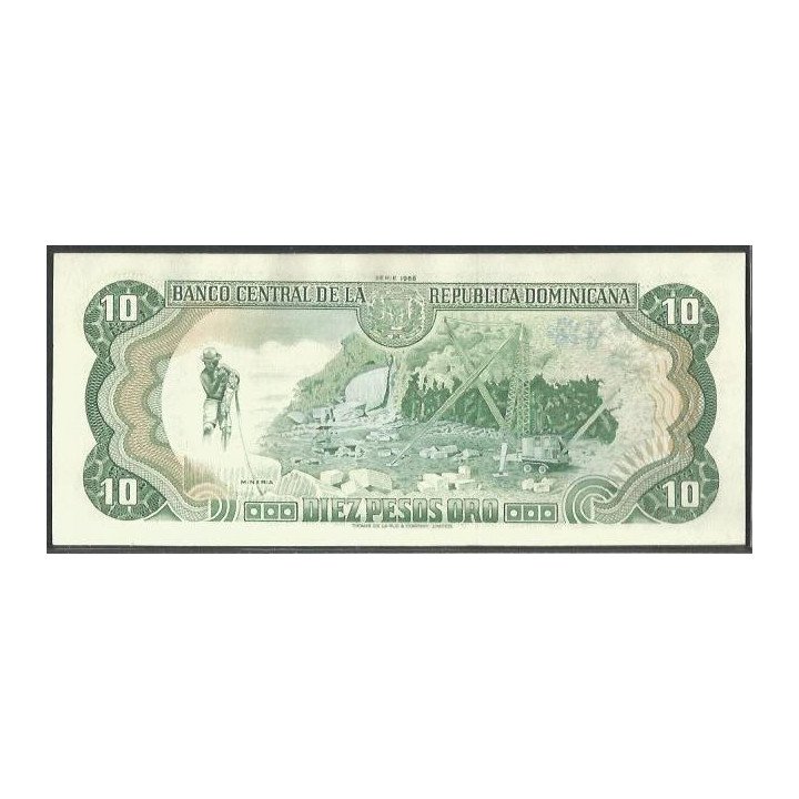 Rep. Dominicana 10 Pesos 1988 P119c reverso