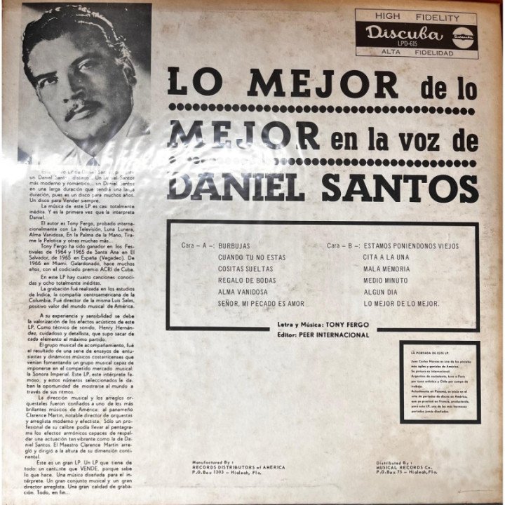 Daniel Santos - Lo Mejor de Lo Mejor reverso