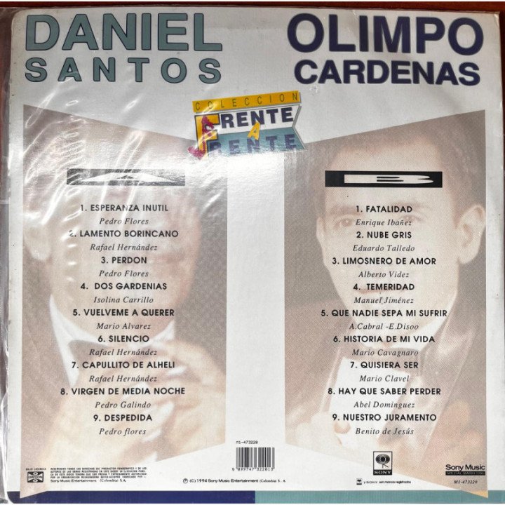 Daniel Santos y Olimpo Cardenas - Frente a Frente reverso