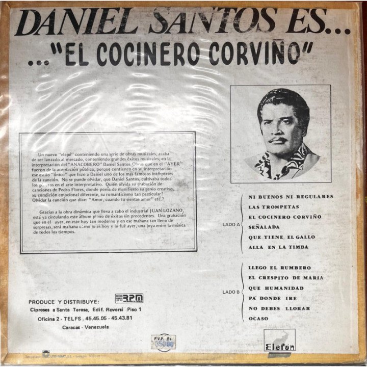 Daniel Santos - '' El Cocinero Corviño...'' reverso