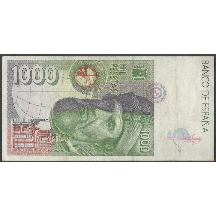 España 1.000 Pesetas 12 Oct 1992 P163 reverso