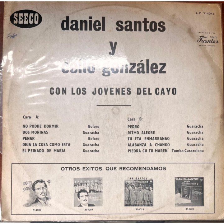 Daniel Santos y Celio Gonzalez - Con los Jovenes Del Cayo reverso