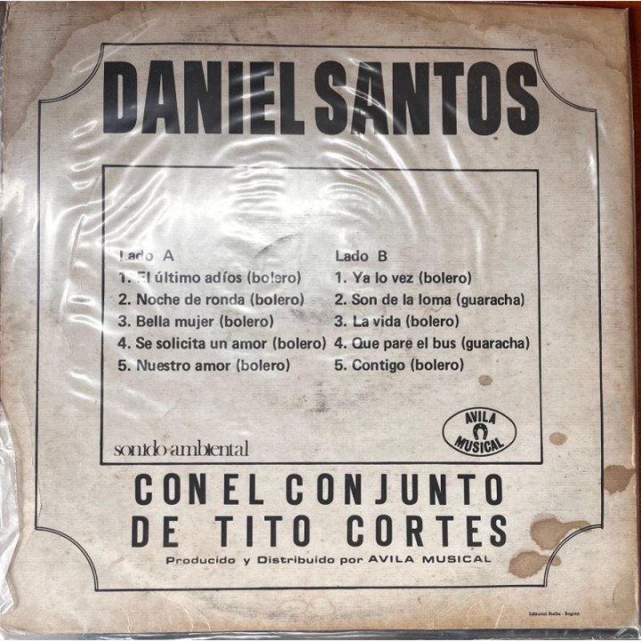 Daniel Santos - Con El Conjunto de Tito Cortes reverso